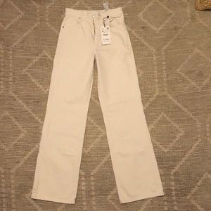 Zara jeans cream high rise full length wide leg size EUR: 4